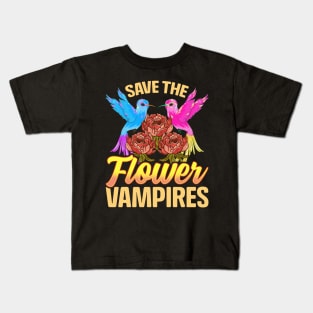 Save The Flower Vampires Adorable Hummingbird Pun Kids T-Shirt